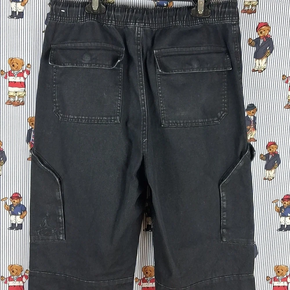 Jordan Brand Chicago Flat Front Drawstring & Button Cargo Black Fade Pants SZ Sm